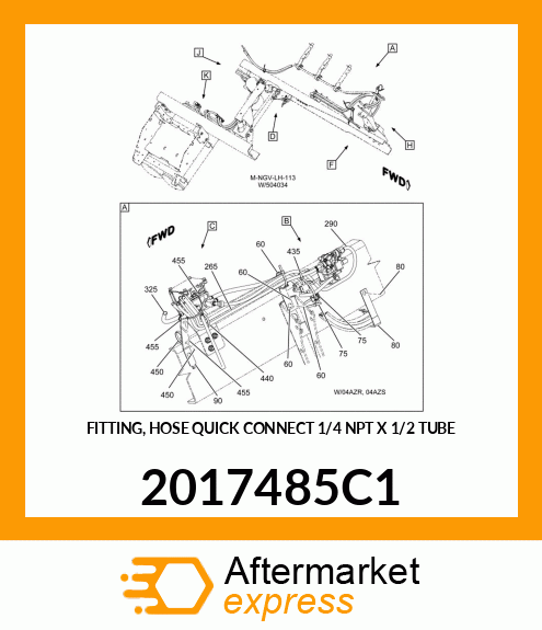 FITTING, HOSE QUICK CONNECT 1/4" NPT X 1/2" TUBE 2017485C1