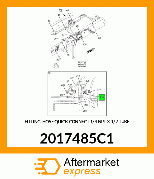 FITTING, HOSE QUICK CONNECT 1/4" NPT X 1/2" TUBE 2017485C1