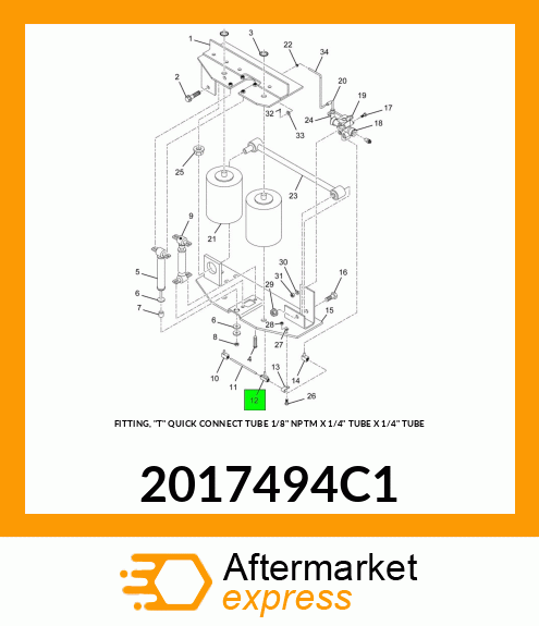 FITTING, "T" QUICK CONNECT TUBE 1/8" NPTM X 1/4" TUBE X 1/4" TUBE 2017494C1