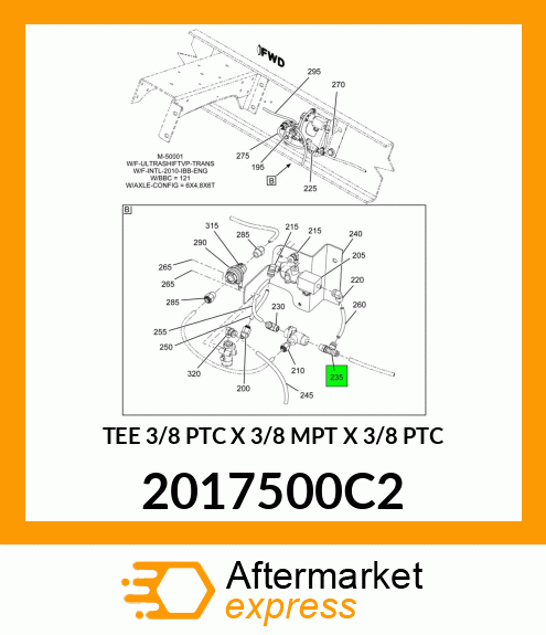 TEE 3/8 PTC X 3/8 MPT X 3/8 PTC 2017500C2