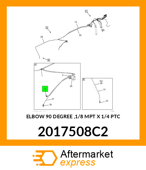 ELBOW 90 DEGREE ,1/8 MPT X 1/4 PTC 2017508C2