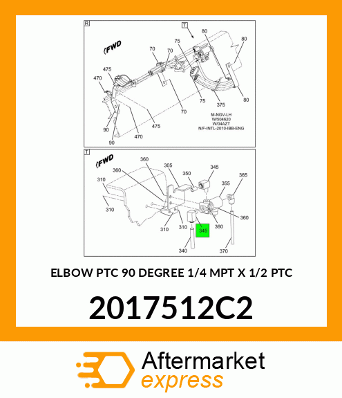 ELBOW PTC 90 DEGREE 1/4" MPT X 1/2" PTC 2017512C2