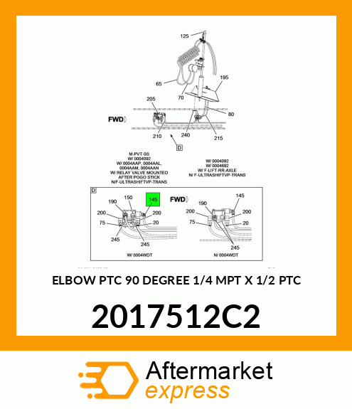 ELBOW PTC 90 DEGREE 1/4" MPT X 1/2" PTC 2017512C2