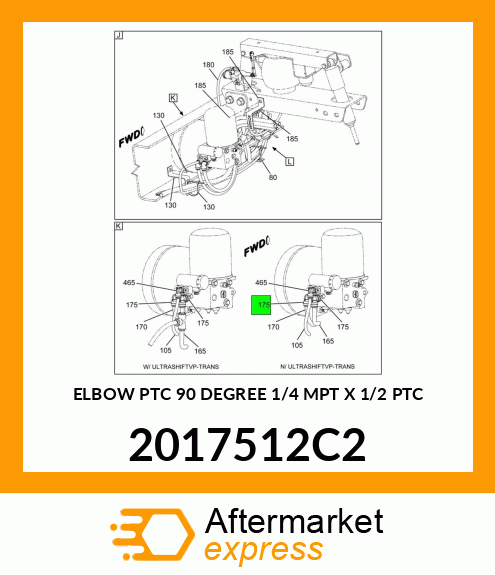 ELBOW PTC 90 DEGREE 1/4" MPT X 1/2" PTC 2017512C2