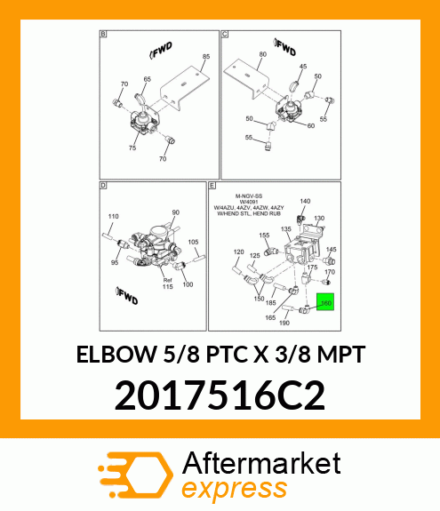 ELBOW 5/8 PTC X 3/8 MPT 2017516C2