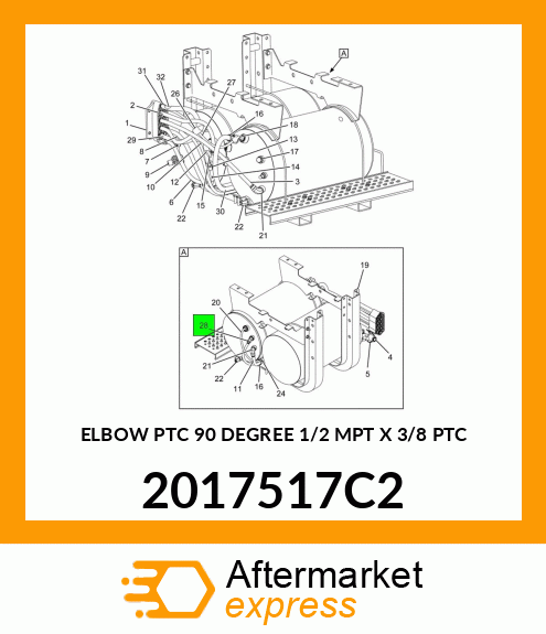 ELBOW PTC 90 DEGREE 1/2" MPT X 3/8" PTC 2017517C2