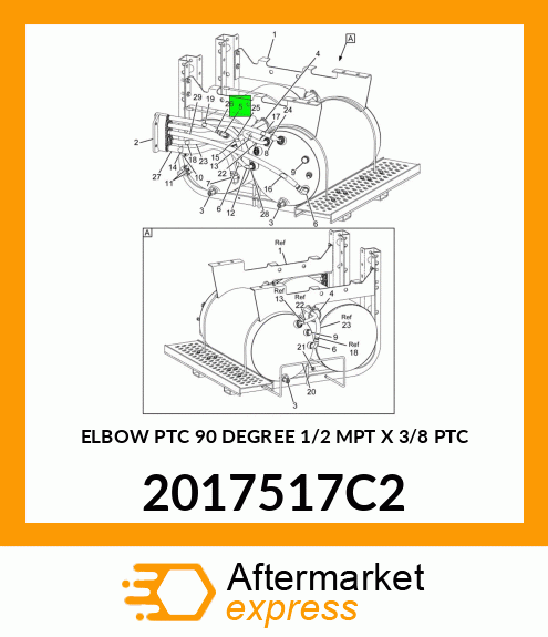 ELBOW PTC 90 DEGREE 1/2" MPT X 3/8" PTC 2017517C2