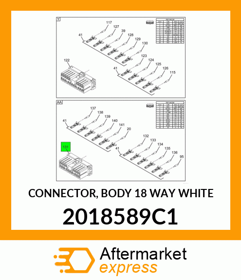 CONNECTOR, BODY 18 WAY WHITE 2018589C1