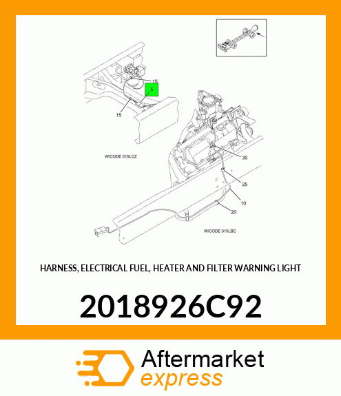 HARNESS, ELECTRICAL FUEL, HEATER AND FILTER WARNING LIGHT 2018926C92
