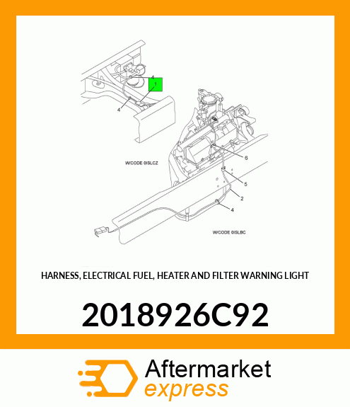 HARNESS, ELECTRICAL FUEL, HEATER AND FILTER WARNING LIGHT 2018926C92