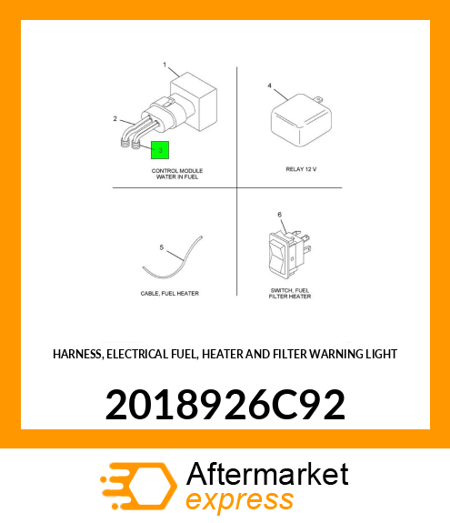 HARNESS, ELECTRICAL FUEL, HEATER AND FILTER WARNING LIGHT 2018926C92