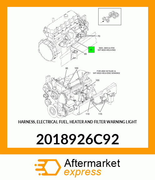 HARNESS, ELECTRICAL FUEL, HEATER AND FILTER WARNING LIGHT 2018926C92