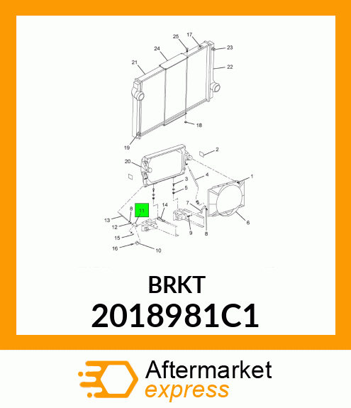 BRACKET, LOWER LEFT RADIATOR STAY ROD 2018981C1