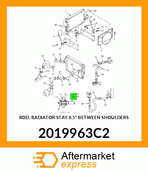 ROD, RADIATOR STAY 8.5" BETWEEN SHOULDERS 2019963C2