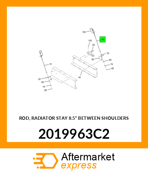 ROD, RADIATOR STAY 8.5" BETWEEN SHOULDERS 2019963C2