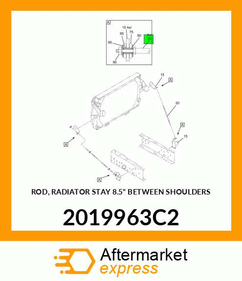 ROD, RADIATOR STAY 8.5" BETWEEN SHOULDERS 2019963C2