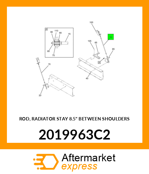 ROD, RADIATOR STAY 8.5" BETWEEN SHOULDERS 2019963C2