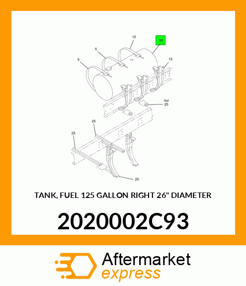 TANK, FUEL 125 GALLON RIGHT 26" DIAMETER 2020002C93