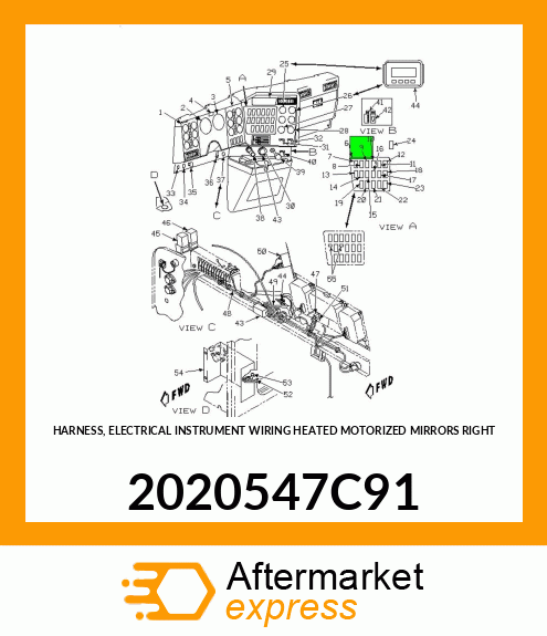 HARNESS, ELECTRICAL INSTRUMENT WIRING HEATED MOTORIZED MIRRORS RIGHT 2020547C91