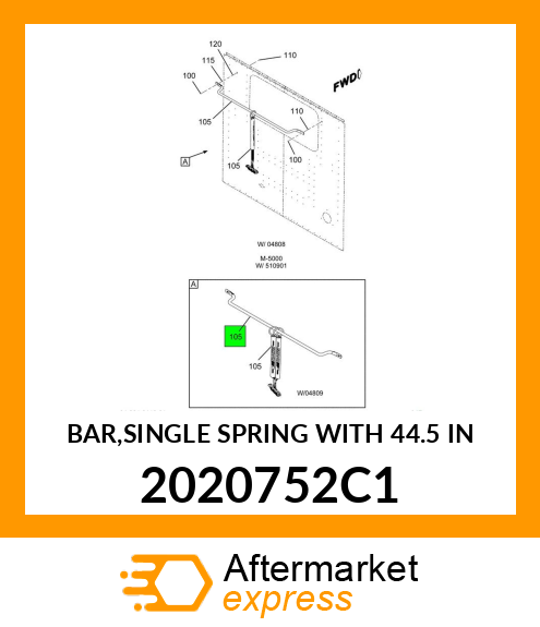 BAR,SINGLE SPRING WITH 44.5 IN 2020752C1