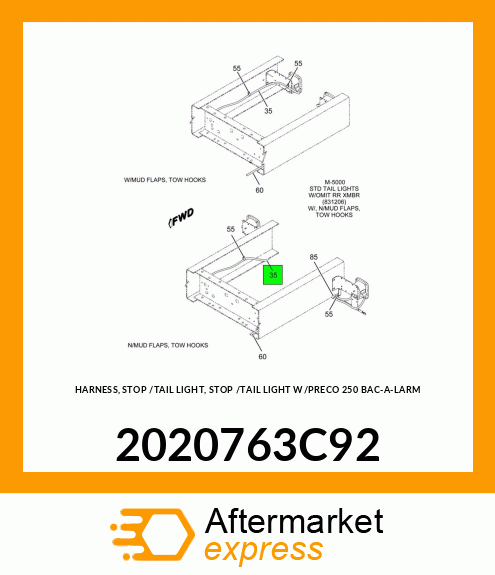 HARNESS, STOP /TAIL LIGHT, STOP /TAIL LIGHT W/PRECO 250 BAC-A-LARM 2020763C92