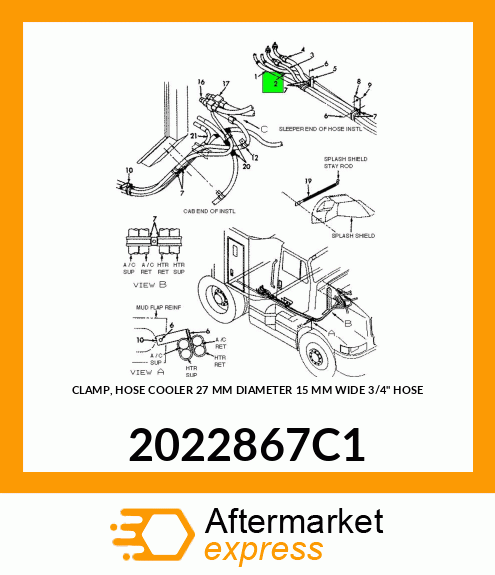 CLAMP, HOSE COOLER 27 MM DIAMETER 15 MM WIDE 3/4" HOSE 2022867C1