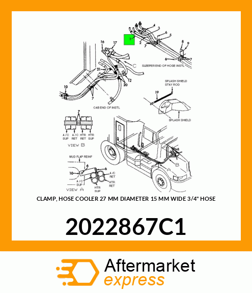 CLAMP, HOSE COOLER 27 MM DIAMETER 15 MM WIDE 3/4" HOSE 2022867C1