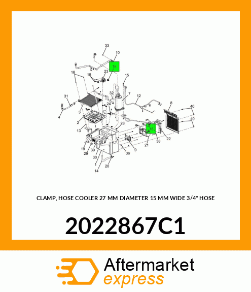 CLAMP, HOSE COOLER 27 MM DIAMETER 15 MM WIDE 3/4" HOSE 2022867C1
