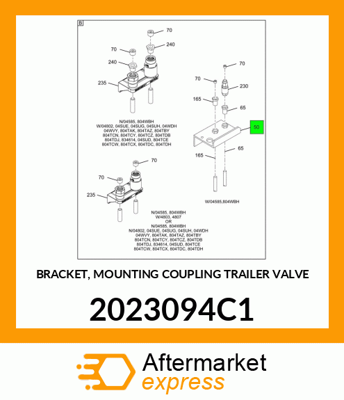 BRACKET, MOUNTING COUPLING TRAILER VALVE 2023094C1