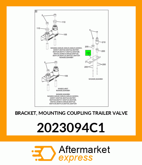 BRACKET, MOUNTING COUPLING TRAILER VALVE 2023094C1