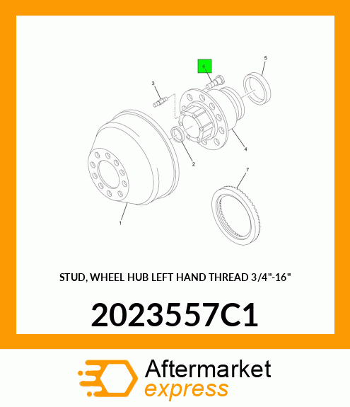 STUD, WHEEL HUB LEFT HAND THREAD 3/4"-16" 2023557C1
