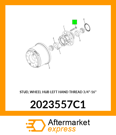 STUD, WHEEL HUB LEFT HAND THREAD 3/4"-16" 2023557C1