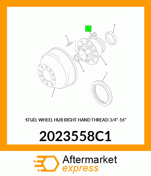STUD, WHEEL HUB RIGHT HAND THREAD 3/4"-16" 2023558C1