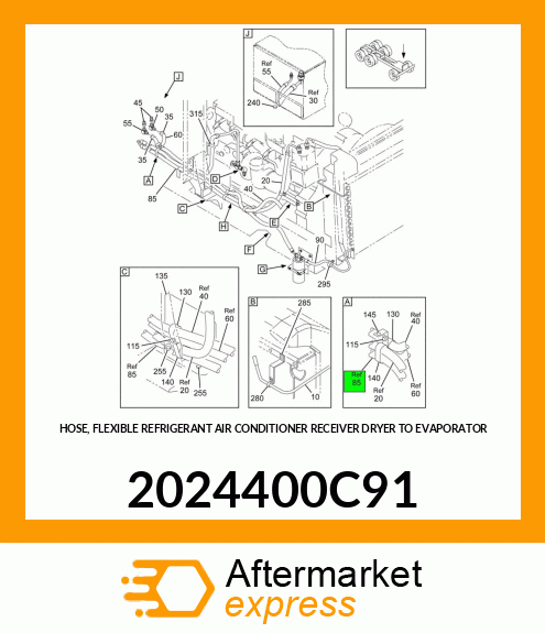 HOSE, FLEXIBLE REFRIGERANT AIR CONDITIONER RECEIVER DRYER TO EVAPORATOR 2024400C91