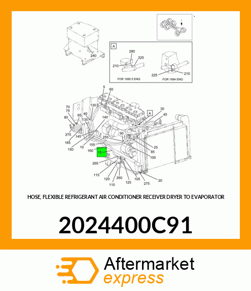 HOSE, FLEXIBLE REFRIGERANT AIR CONDITIONER RECEIVER DRYER TO EVAPORATOR 2024400C91