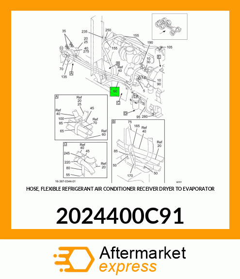 HOSE, FLEXIBLE REFRIGERANT AIR CONDITIONER RECEIVER DRYER TO EVAPORATOR 2024400C91