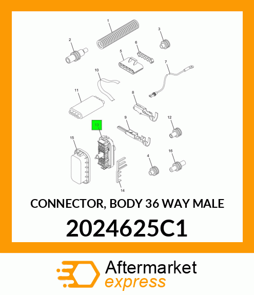 CONNECTOR, BODY 36 WAY MALE 2024625C1