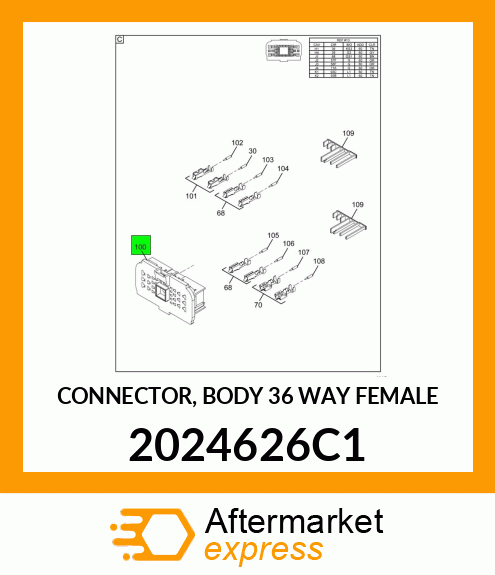 CONNECTOR, BODY 36 WAY FEMALE 2024626C1