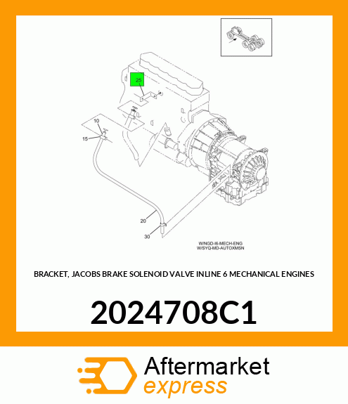 BRACKET, JACOBS BRAKE SOLENOID VALVE INLINE 6 MECHANICAL ENGINES 2024708C1