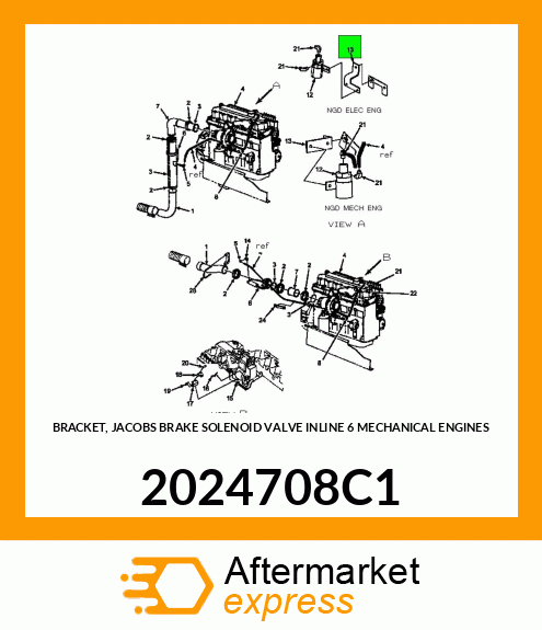 BRACKET, JACOBS BRAKE SOLENOID VALVE INLINE 6 MECHANICAL ENGINES 2024708C1