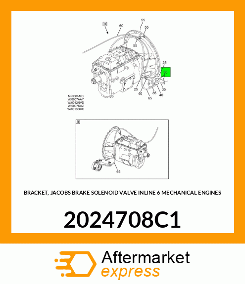 BRACKET, JACOBS BRAKE SOLENOID VALVE INLINE 6 MECHANICAL ENGINES 2024708C1