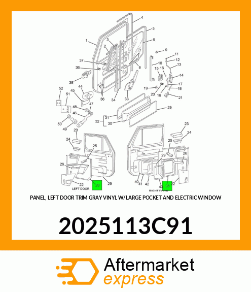 PANEL, LEFT DOOR TRIM GRAY VINYL W/LARGE POCKET AND ELECTRIC WINDOW 2025113C91
