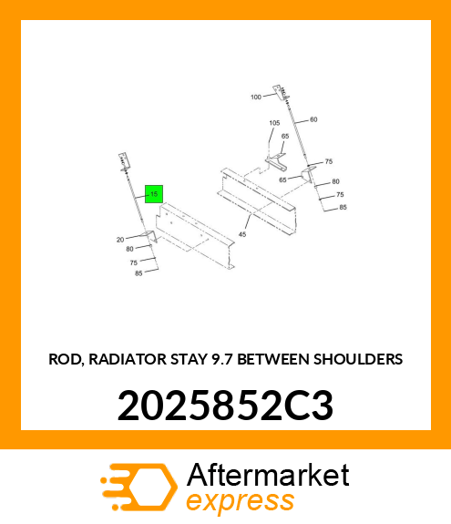 ROD, RADIATOR STAY 9.7" BETWEEN SHOULDERS 2025852C3