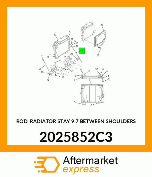 ROD, RADIATOR STAY 9.7" BETWEEN SHOULDERS 2025852C3