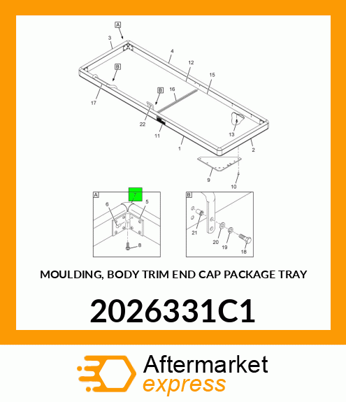 MOULDING, BODY TRIM END CAP PACKAGE TRAY 2026331C1