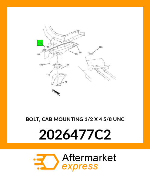 BOLT, CAB MOUNTING 1/2" X 4 5/8" UNC 2026477C2