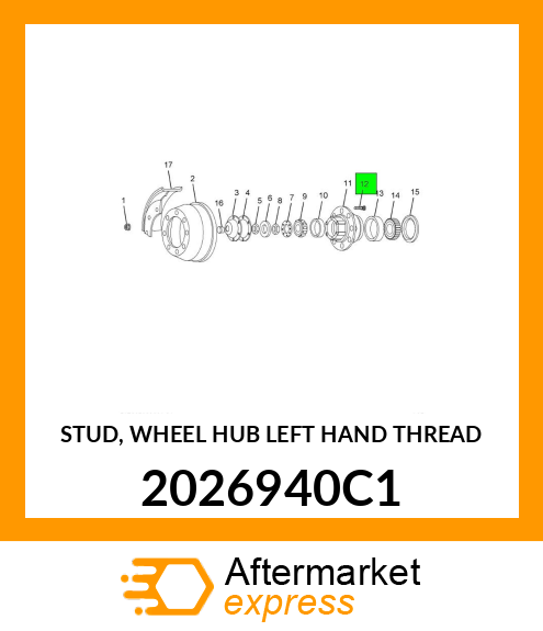 STUD, WHEEL HUB LEFT HAND THREAD 2026940C1