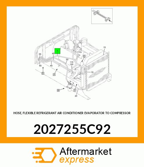 HOSE, FLEXIBLE REFRIGERANT AIR CONDITIONER EVAPORATOR TO COMPRESSOR 2027255C92