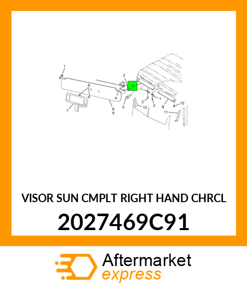 VISOR SUN CMPLT RIGHT HAND CHRCL 2027469C91