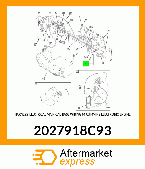 HARNESS, ELECTRICAL MAIN CAB BASE WIRING 94 CUMMINS ELECTRONIC ENGINE 2027918C93